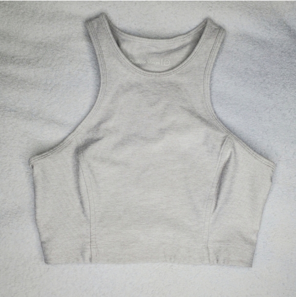 Outdoor Voices Athena Gray Halter Racerback Crop Sports Bra - Picture 3 of 7